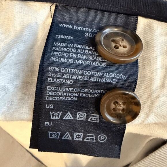 Tommy Hilfiger Tailored Fit Chino Gray Flat Front Trousers Pants Size 38x34 - Picture 8 of 14